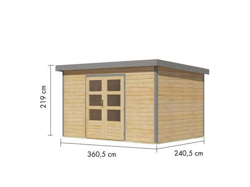 Karibu Hybrid Gartenhaus Pluto 7 A, naturbelassen/graualuminium, 28 mm - Image 3