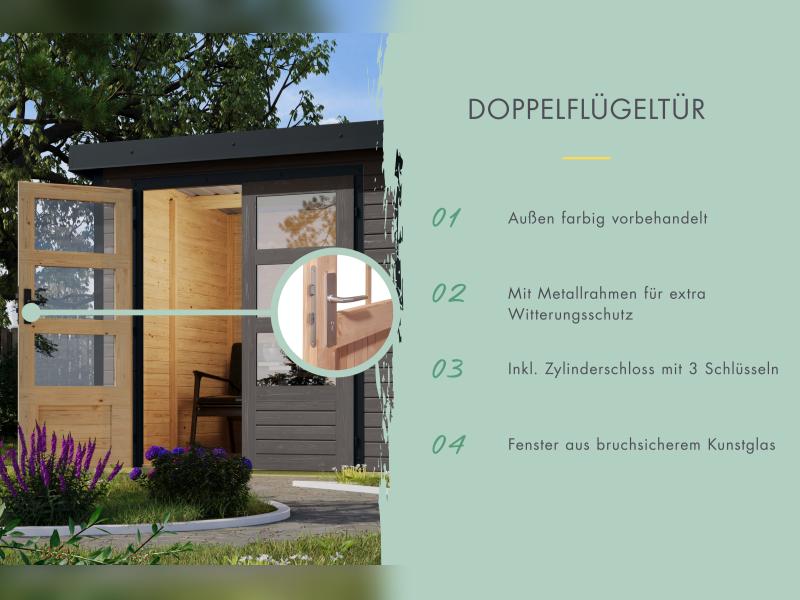 Karibu Hybrid Gartenhaus Pluto 7 B, terragrau/anthrazit, 28 mm - Image 6