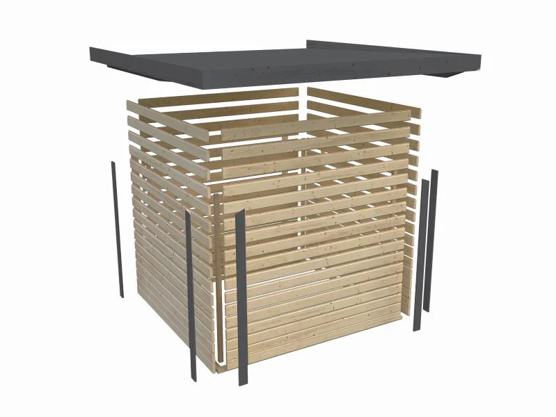 Karibu Hybrid Gartenhaus Pluto 7 B, terragrau/graualuminium, 28 mm - Image 11
