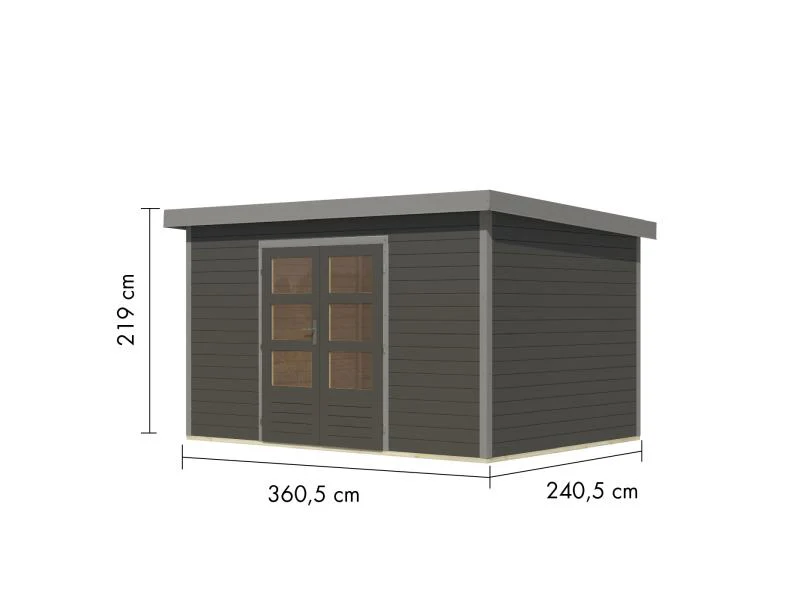Karibu Hybrid Gartenhaus Pluto 7 B, terragrau/graualuminium, 28 mm - Image 3