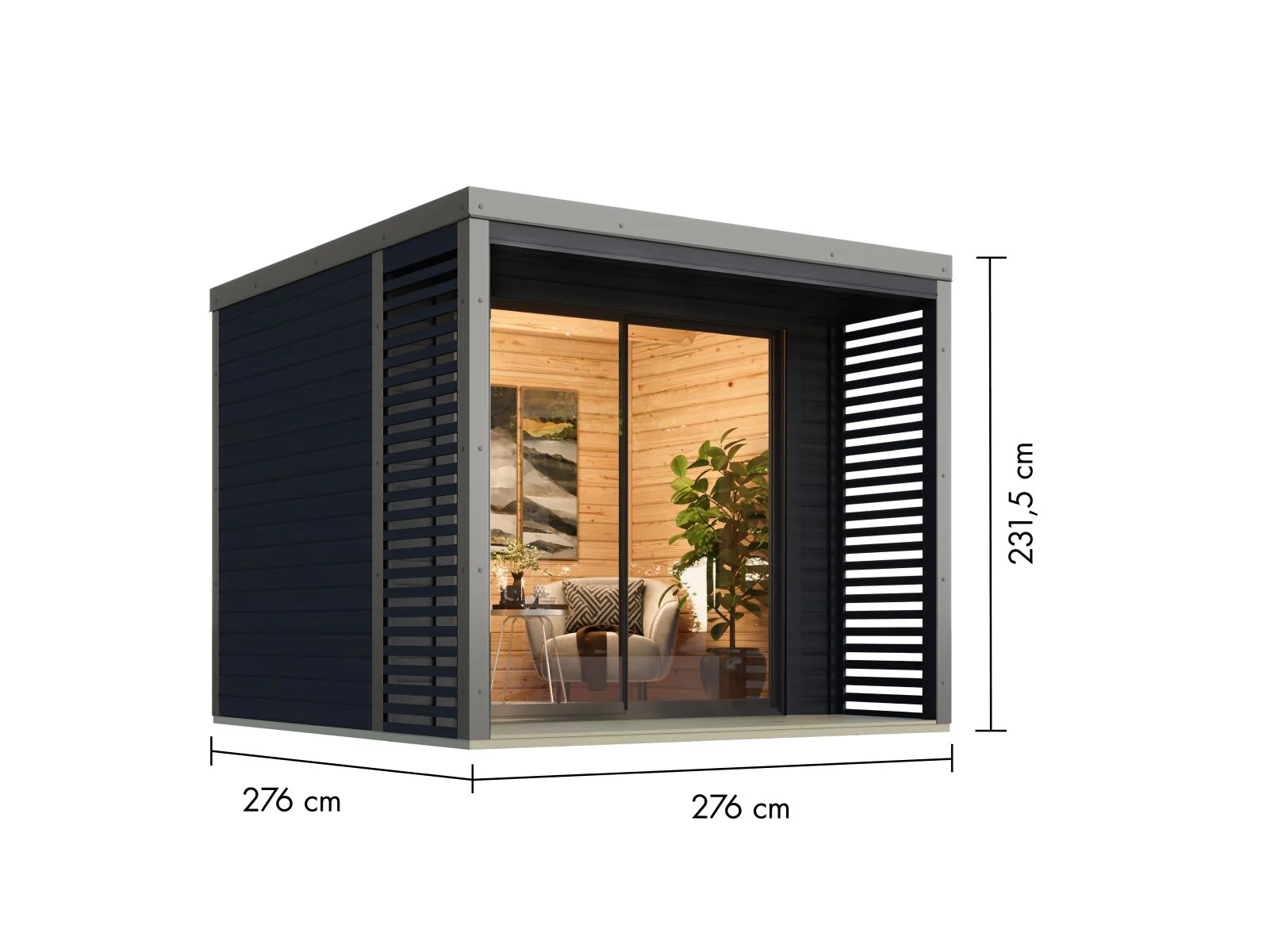 Karibu Hybrid Gartenhaus Saturn B, anthrazit/graualuminium, 38 mm, inkl. Fußboden - Image 2