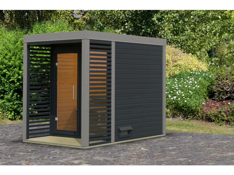 Karibu Hybrid Saunahaus Ares 1, anthrazit/graualuminium -ohne Ofen- - Image 3