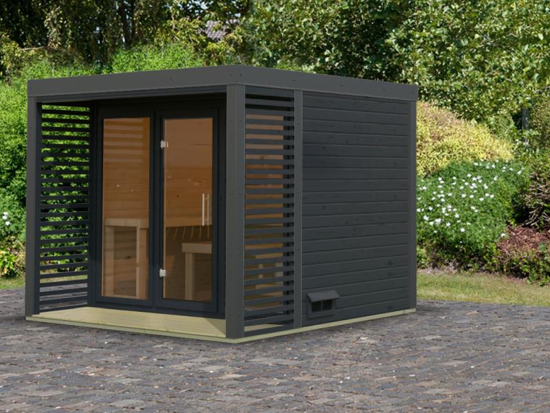 Karibu Hybrid Saunahaus Ares 3,anthrazit/anthrazit -ohne Ofen- - Image 2