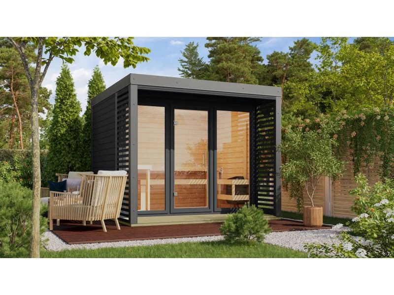 Karibu Hybrid Saunahaus Ares 3, anthrazit/graualuminium, inkl. 9 kW Ofen ext. Steuerung - Image 2