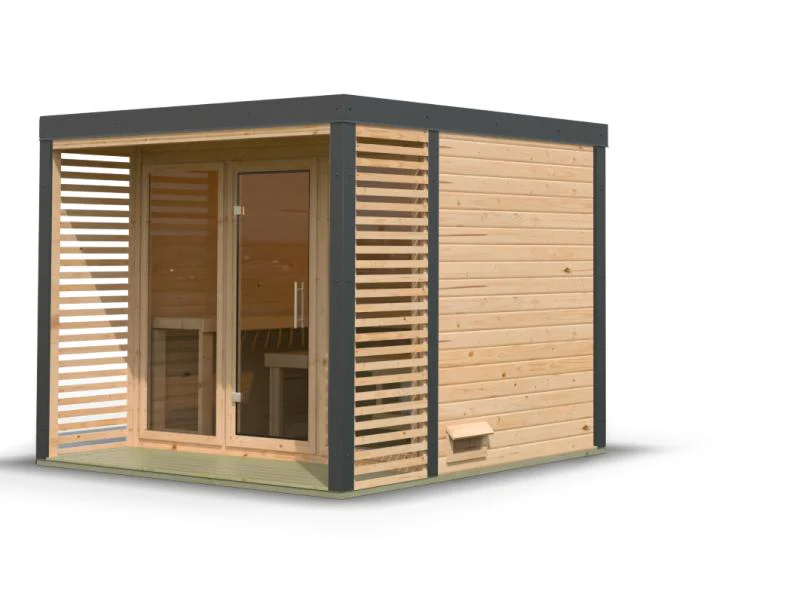 Karibu Hybrid Saunahaus Ares 3, naturbelassen/anthrazit -ohne Ofen- - Image 4