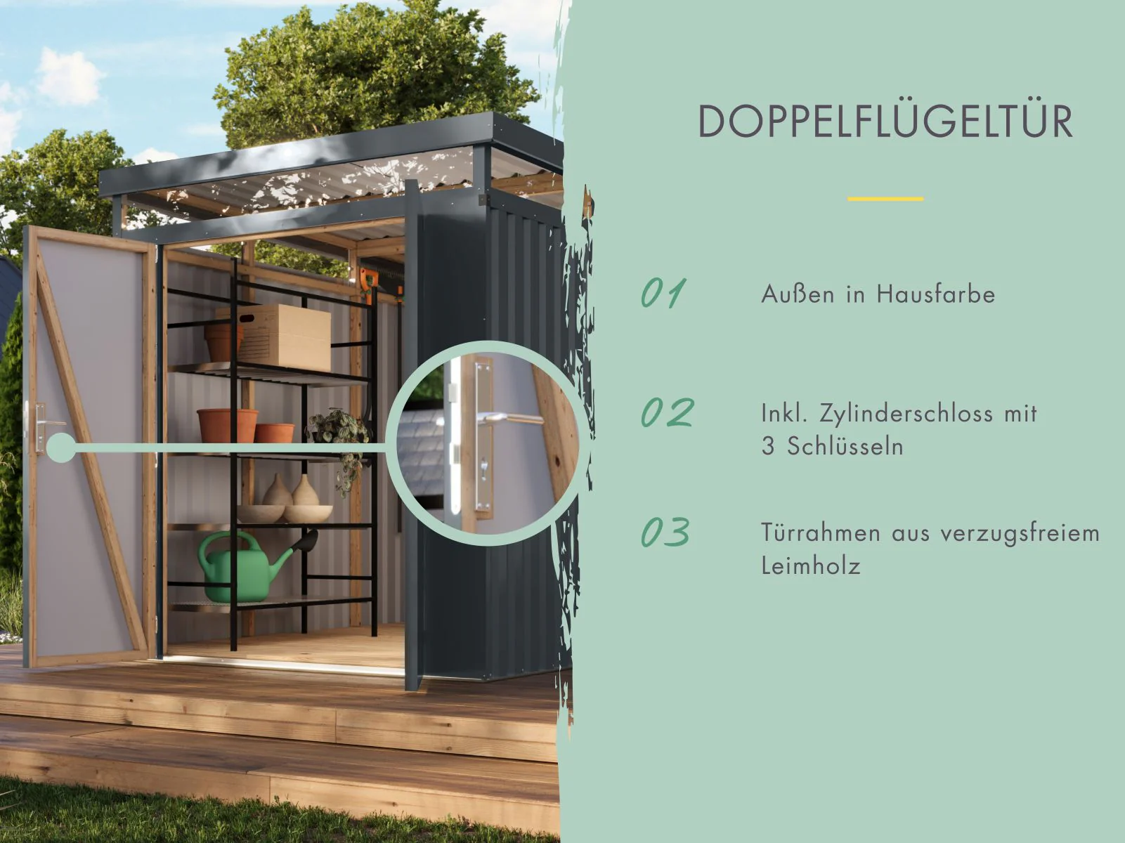 Karibu Metallgerätehaus Iridium 3 in Anthrazit - Image 3