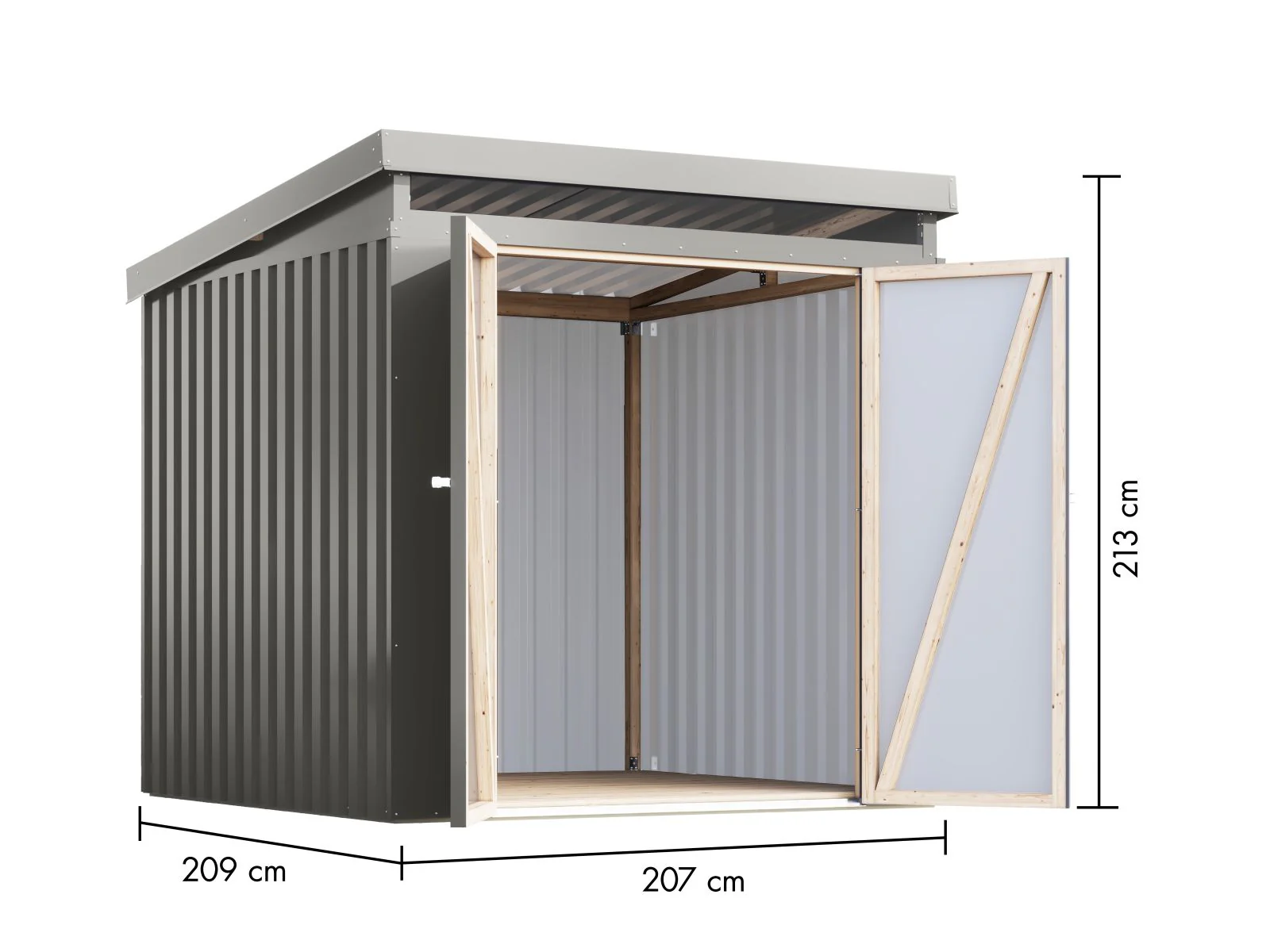 Karibu Metallgerätehaus Iridium 2, Graualuminium - Image 2