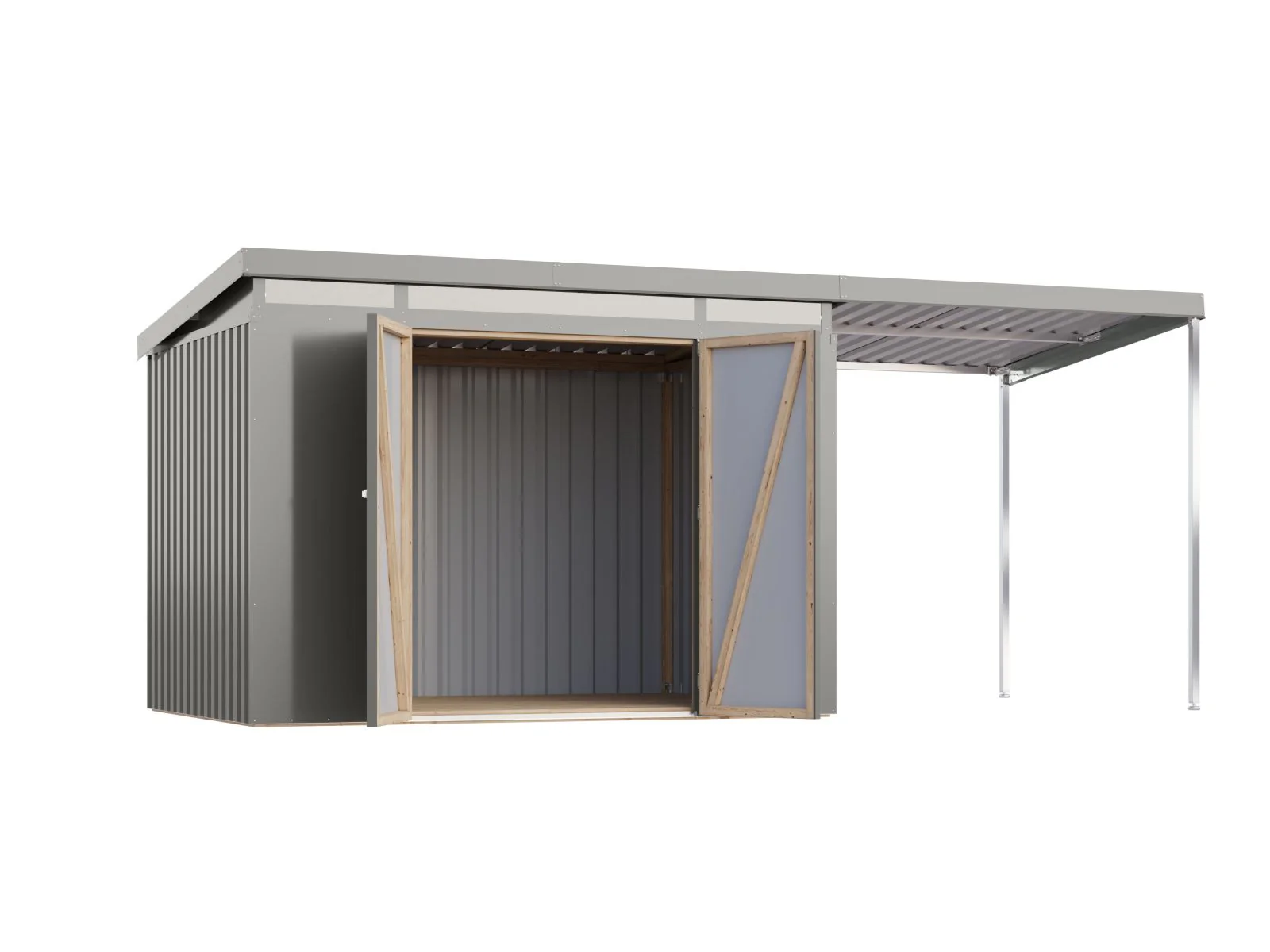Karibu Metallgerätehaus Iridium 3 in Graualuminium, inkl. Anbaudach 2m - Image 5