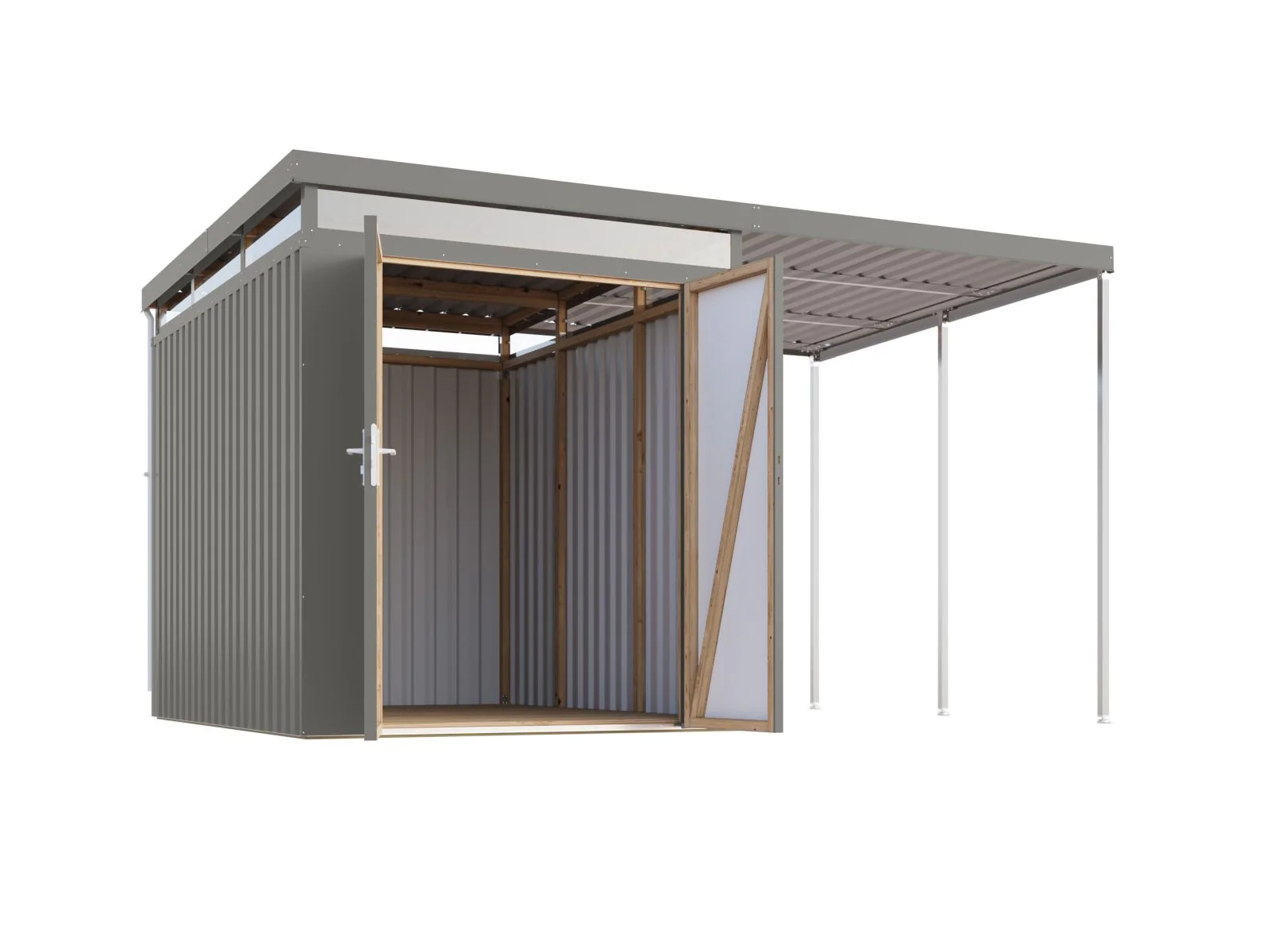 Karibu Metallhaus Aurum 2,5 in Graualuminium, inkl. Anbaudach 2 m - Image 5
