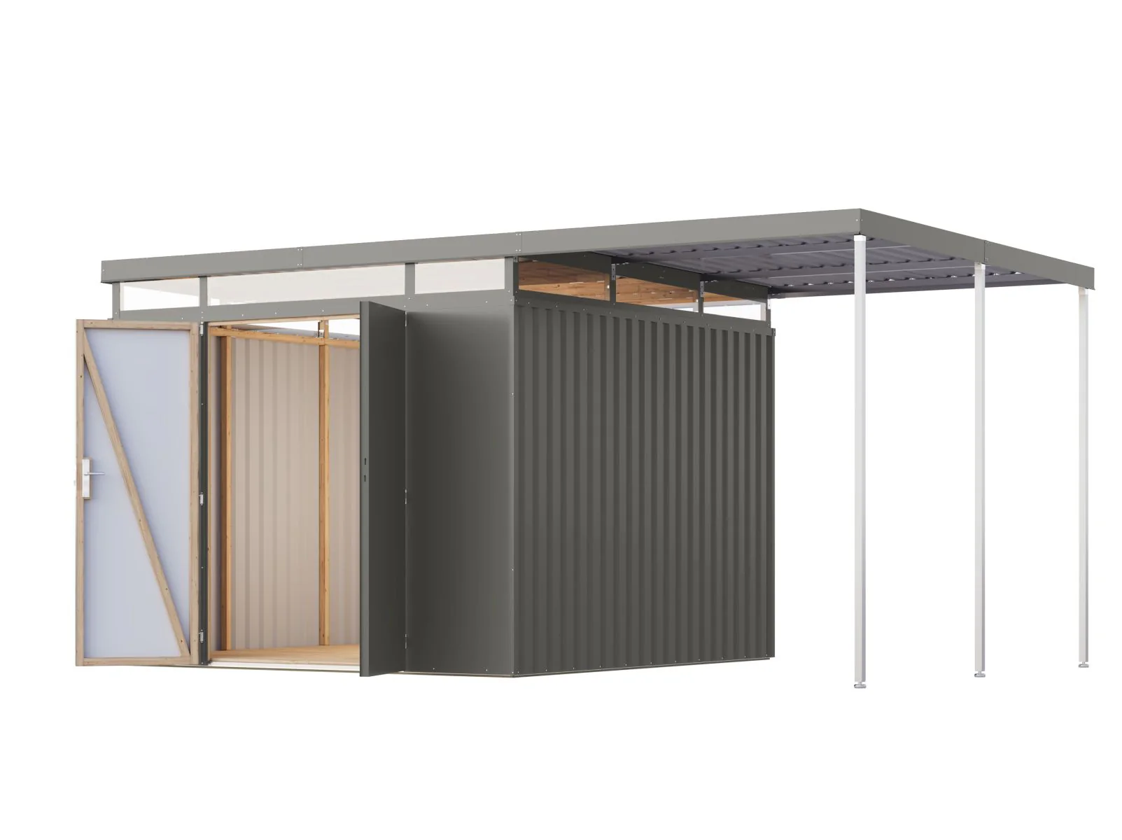 Karibu Metallhaus Aurum 3,5 in Graualuminium, inkl. Anbaudach 2 m - Image 5