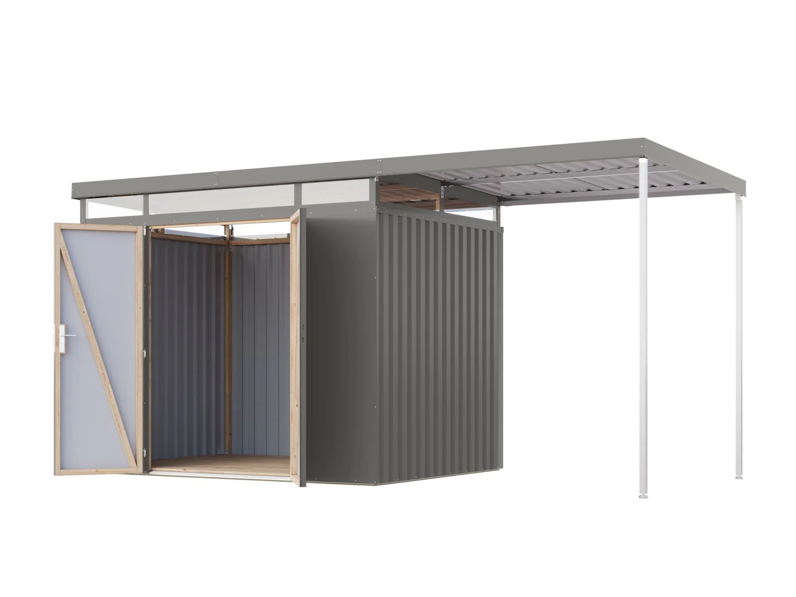 Karibu Metallhaus Aurum 3 in Graualuminium, inkl. Anbaudach 2 m - Image 6
