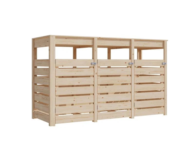 Karibu Mülltonnenbox, natur,  für 3 Tonnen inkl. Hochbeet - Image 3