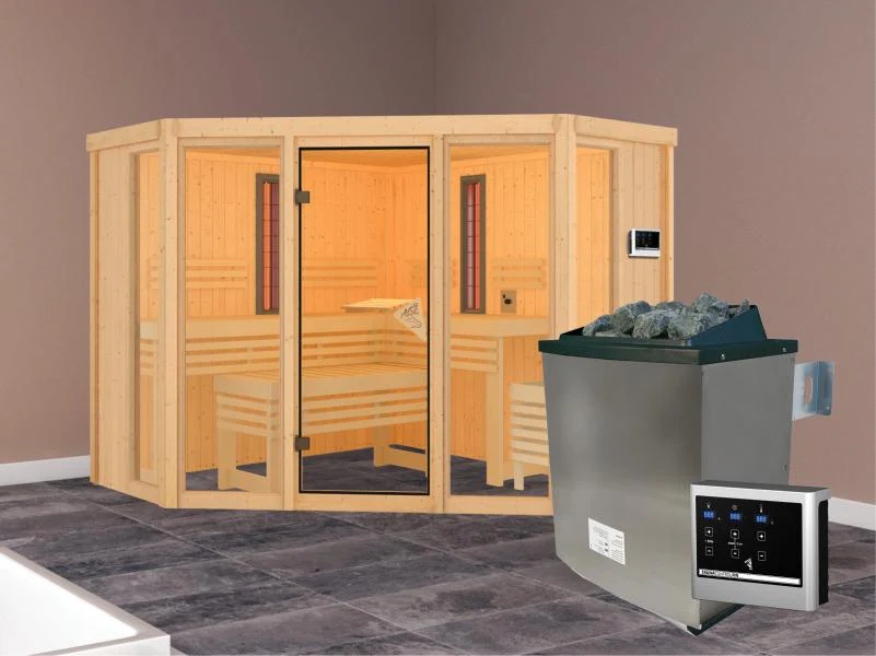 Karibu Multifunktions-Sauna Asta mit 9 kW Ofen und Infrarotstrahler - Image 2