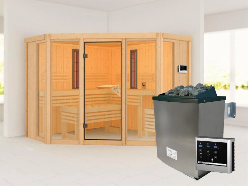 Karibu Multifunktions-Sauna Asta mit 9 kW Ofen und Infrarotstrahler - Image 4