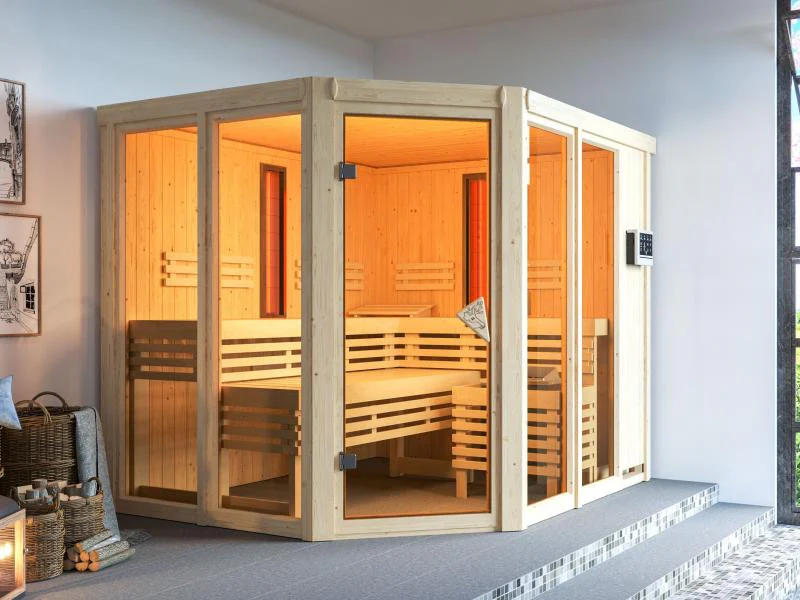 Karibu Multifunktions-Sauna Ava mit 9 kW Bioofen und Infrarotstrahler - Image 4