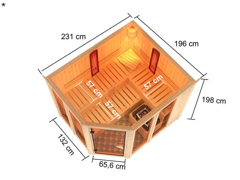 Karibu Multifunktions-Sauna Ava mit 9 kW Ofen und Infrarotstrahler - Image 3