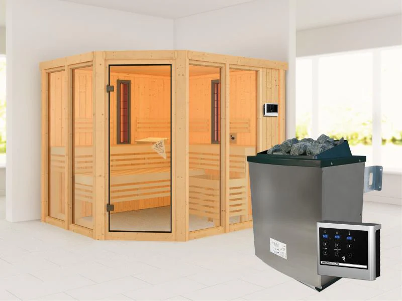 Karibu Multifunktions-Sauna Ava mit 9 kW Ofen und Infrarotstrahler - Image 4