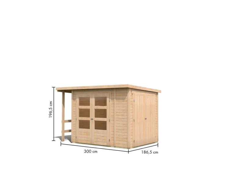 Karibu Multifunktionshaus Pultdach mit Schrank und Anbaudach 19 mm - Image 5