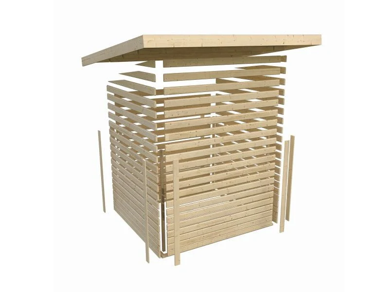 Karibu Multifunktionshaus Pultdach mit Schrank und Anbaudach 19 mm - Image 7