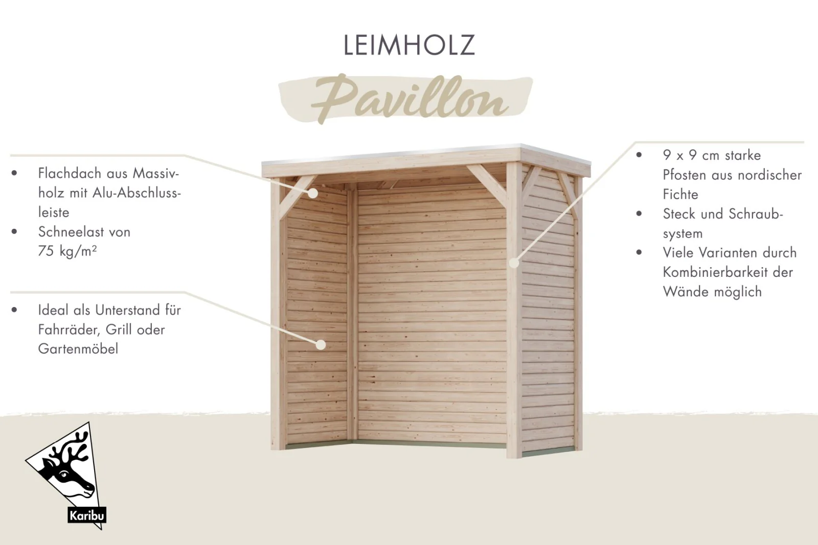 Karibu Pavillon Cubeco halb, natur - Image 8