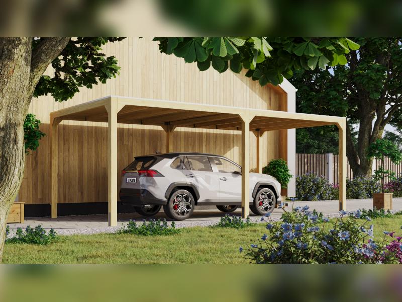 Karibu Pavillon Cubus im Set mit 1 Verlängerung, natur - Image 2