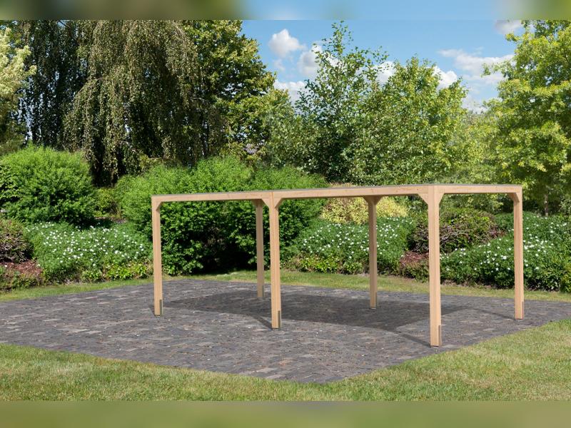 Karibu Pavillon Cubus im Set mit 1 Verlängerung, natur - Image 3