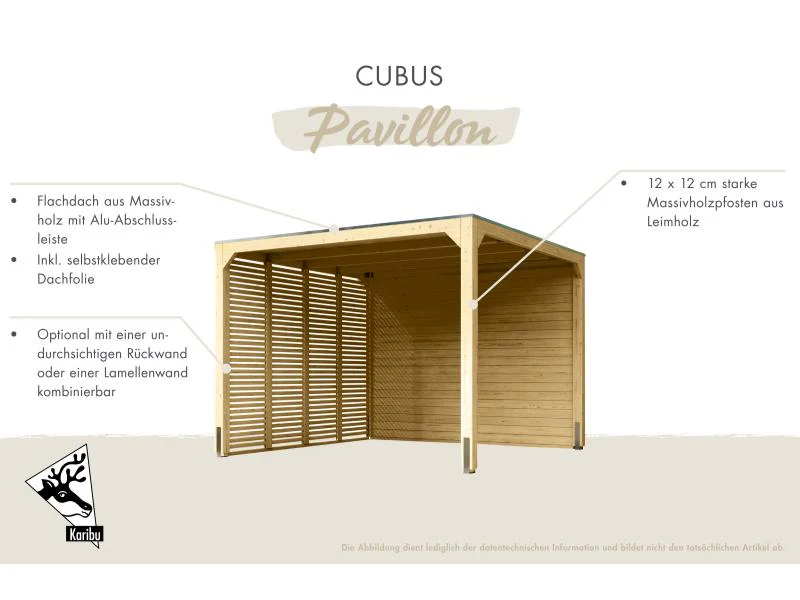 Karibu Pavillon Cubus im Set mit 1 Verlängerung, natur - Image 6