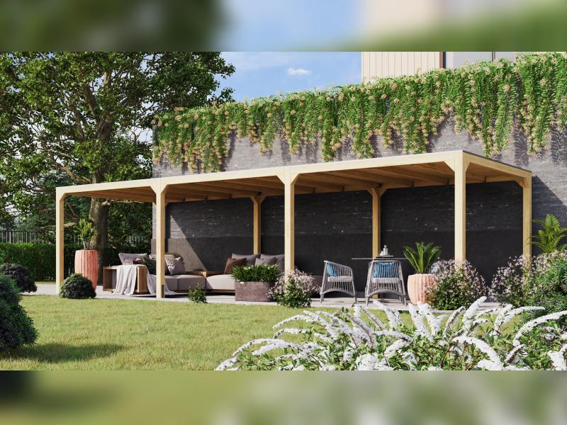 Karibu Pavillon Cubus im Set mit 2 Verlängerung, natur - Image 2