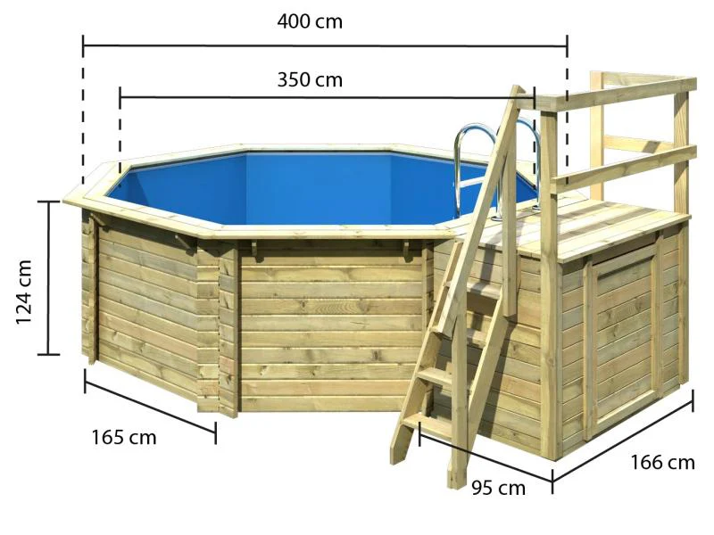 Karibu Pool Modell 1 Variante B, mit Terrasse im Set inkl. Filteranlage und Skimmer - Image 3