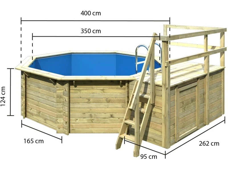 Karibu Pool Modell 1 Variante C, mit Terrasse im Set inkl. Filteranlage und Skimmer - Image 3