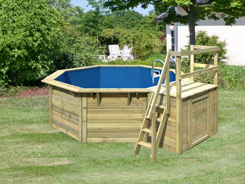 Karibu Pool Modell 1 X im Set mit Terrasse , Filteranlage und Skimmer, kdi - Folie Blau - Image 2