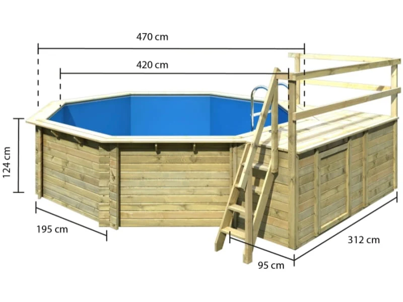 Karibu Pool Modell 2 Variante C, mit Terrasse im Set inkl. Filteranlage und Skimmer - Image 3