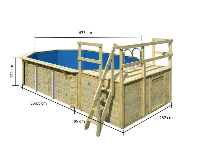 Karibu Pool Modell 4 Variante C, mit Terrasse im Set inkl. Filteranlage groß und Skimmer - Image 2
