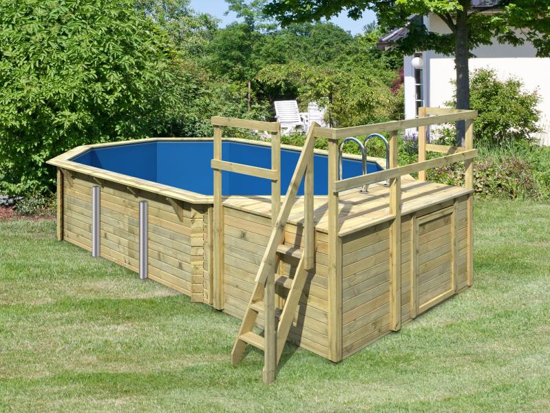 Karibu Pool Modell 4 Variante C, mit Terrasse im Set inkl. Filteranlage groß und Skimmer - Image 3