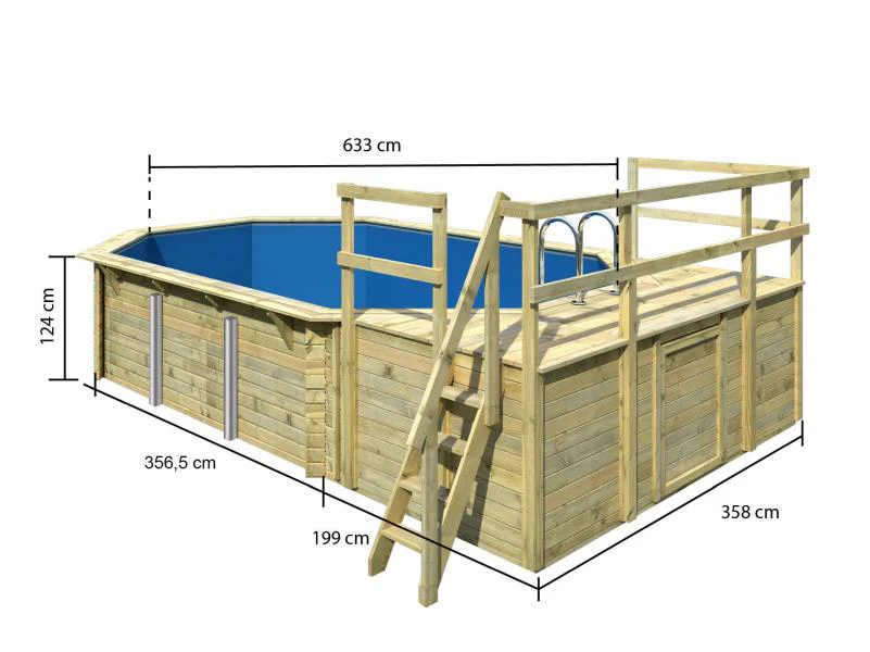 Karibu Pool Modell 4 Variante D, mit Terrasse im Set inkl. Filteranlage und Skimmer - Image 2