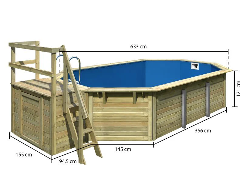Karibu Pool Modell 4 X im Set mit Terrasse, Filteranlage groß und Skimmer, kdi - Folie Blau - Image 4