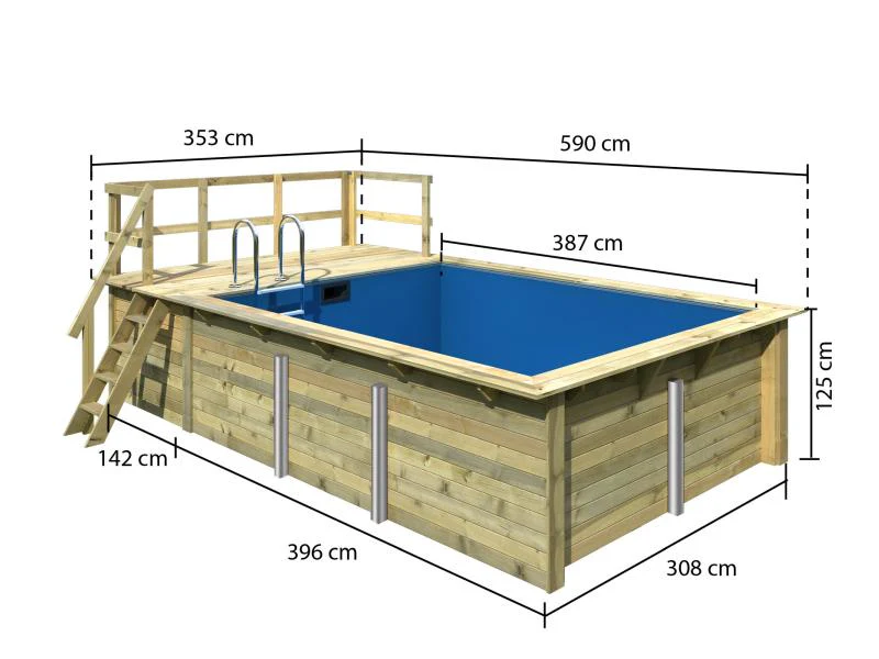 Karibu Rechteck Pool Größe 2 inkl. Terrasse 3,5 m - Image 2