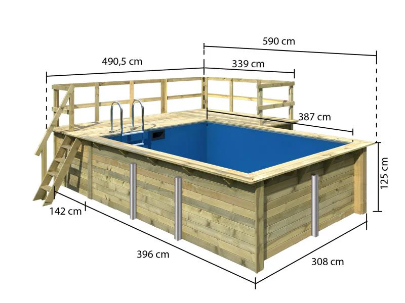 Karibu Rechteck Pool Größe 2 inkl. Terrasse 3,5 m und Seitenterrasse - Image 2