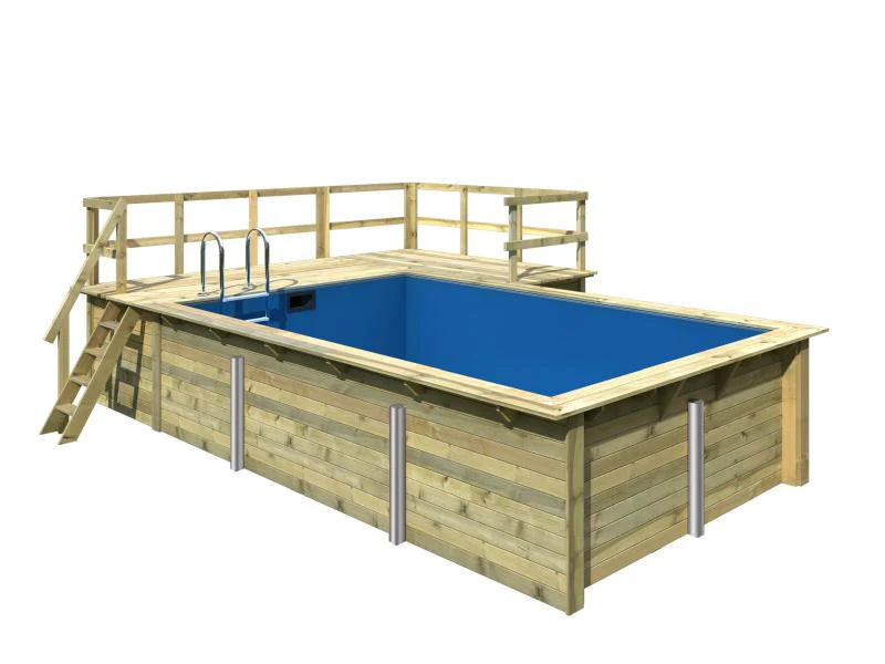 Karibu Rechteck Pool Größe 3 im Set inkl. Filterpaket, Terrasse 3,5 m und Seitenterrasse - Image 4