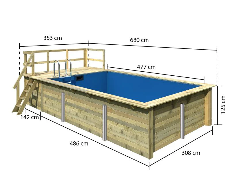 Karibu Rechteck Pool Größe 3 inkl. Terrrasse 3,5 m - Image 2