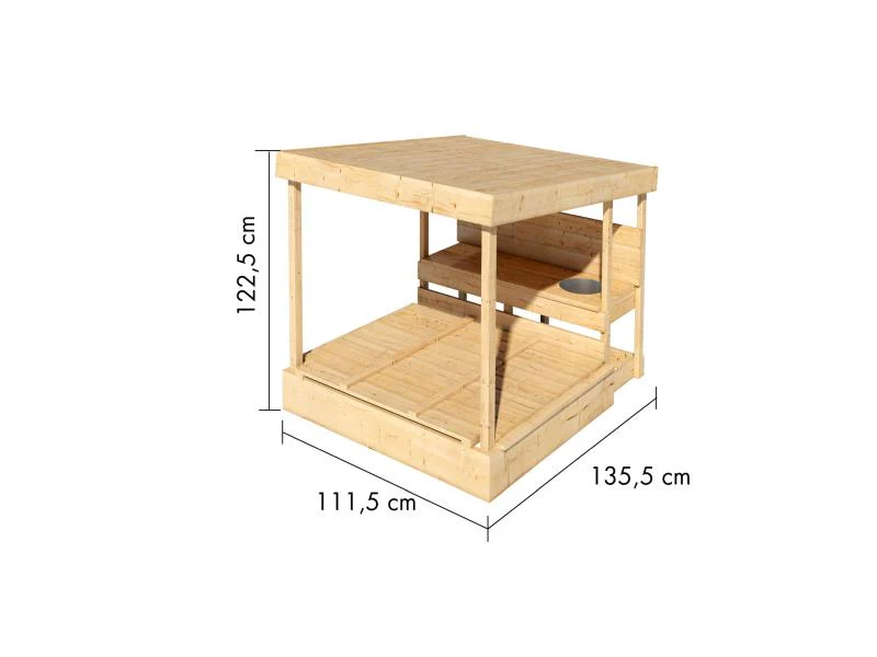 Karibu Sandkasten Max inkl. Dach und Matschküche, naturbelassen - Image 3