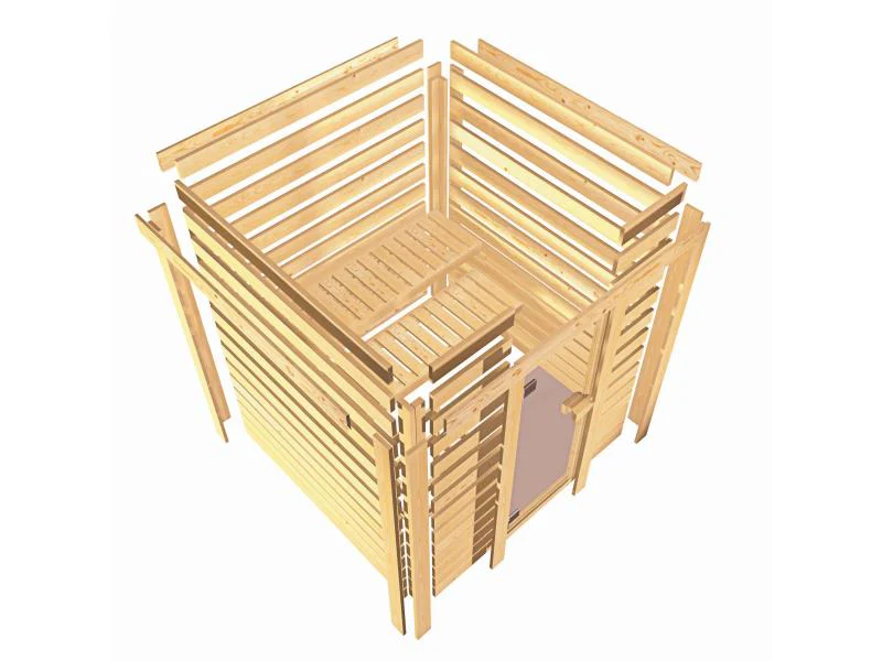 Karibu Sauna Adelina inkl. 9 kW Ofen ext. Steuerung mit klassischer Saunatür -ohne Dachkranz- - Image 10