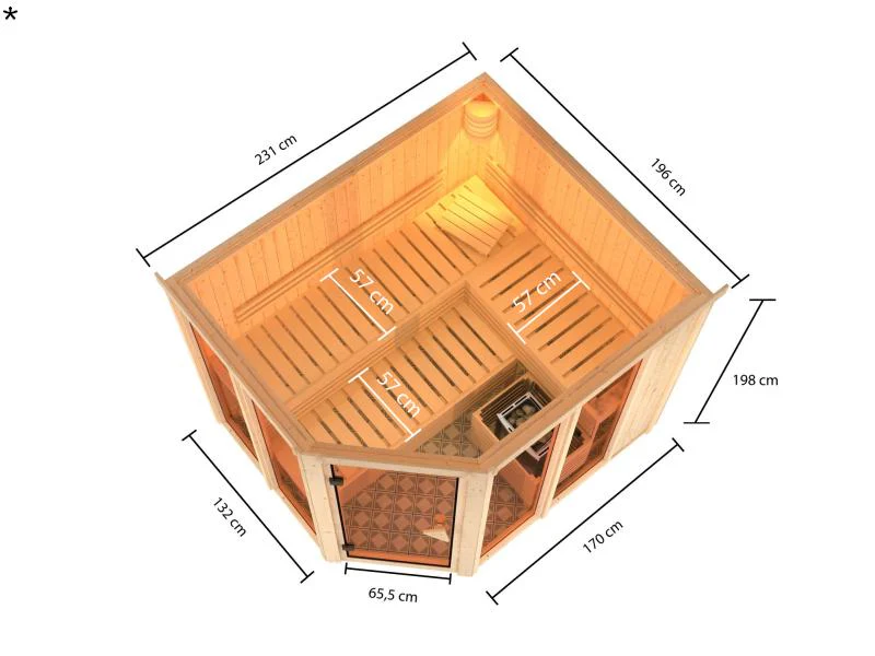 Karibu Sauna Ainur ohne Ofen 68 mm - Image 3