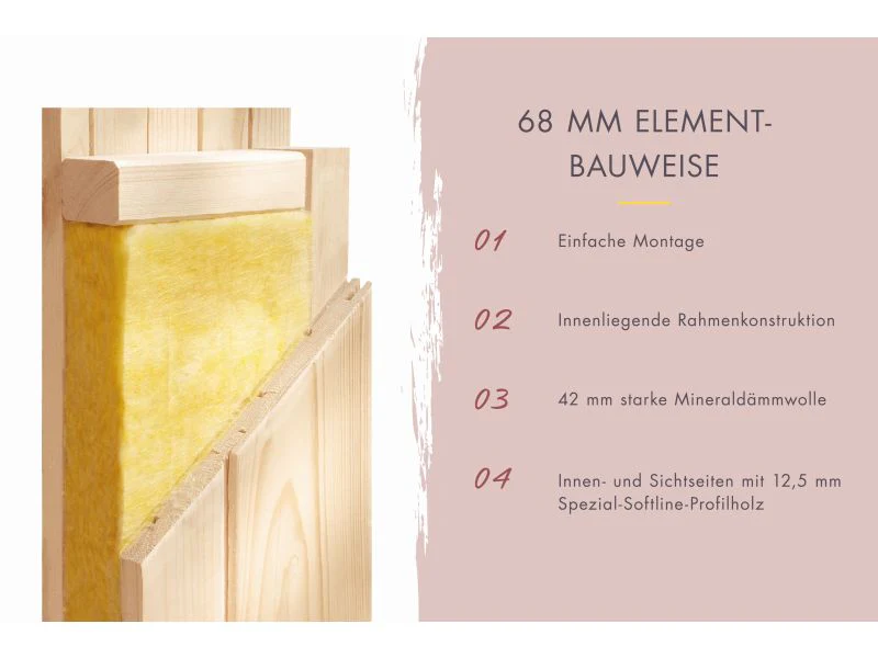 Karibu Sauna Airi, inkl. 9 kW Ofen ext. Steuerung - ohne Dachkranz - - Image 6