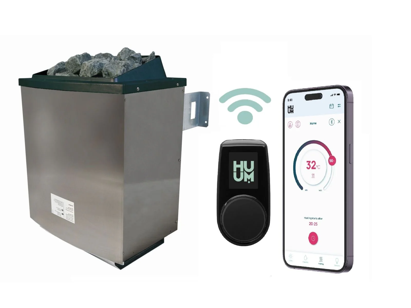 Karibu Sauna Alcinda 2, 68 mm, inkl. 9 kW Ofen ext. Steuerung Wifi HUUM - ohne Dachkranz - - Image 9