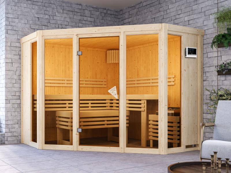 Karibu Sauna Alcinda mit 9 kW Ofen Ext. Strg  68 mm - Image 4