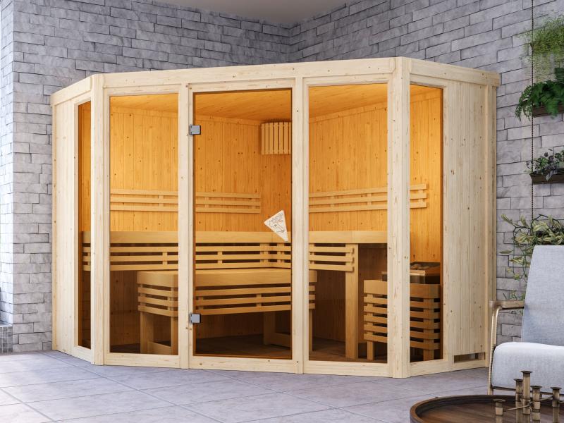 Karibu Sauna Alcinda mit 9 kW Ofen Integr. Strg  68 mm - Image 4
