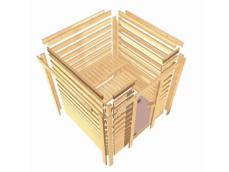Karibu Sauna Antonia inkl. 9 kW Ofen ext. Steuerung mit klassischer Saunatür -ohne Dachkranz- - Image 10