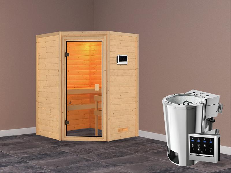 Karibu Sauna Antonia mit 3,6 kW Bioofen ext. Strg ohne Dachkranz 38 mm - Image 2