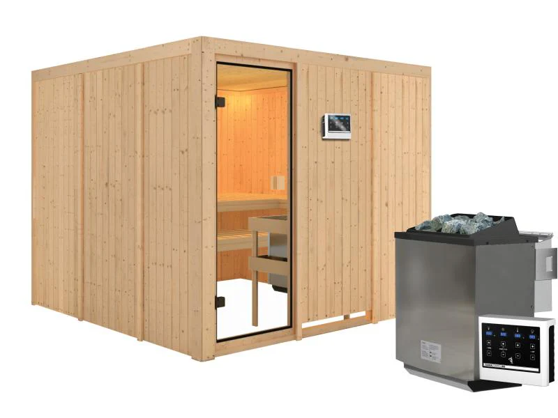Karibu Sauna Arvika 68 mm inkl. 9 kW Bioofen ext. Strg - Image 2